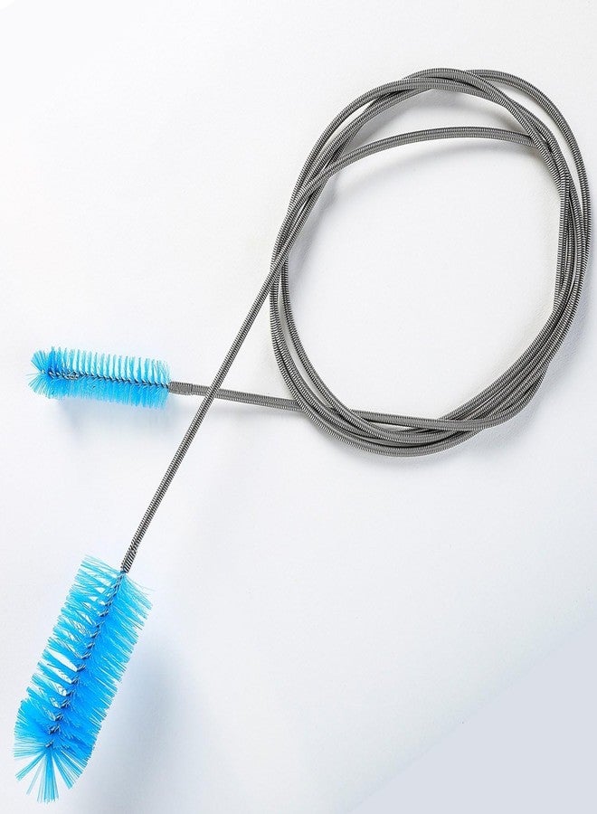BLUTAILS - Aquarium Filter Brush Flexible Double Ended Bristles Hose Pipe Cleaner Stainless Steel Long Tube Cleaning Brush for Fish Tank or Home Kitchen (Sky Blue) - Image 1